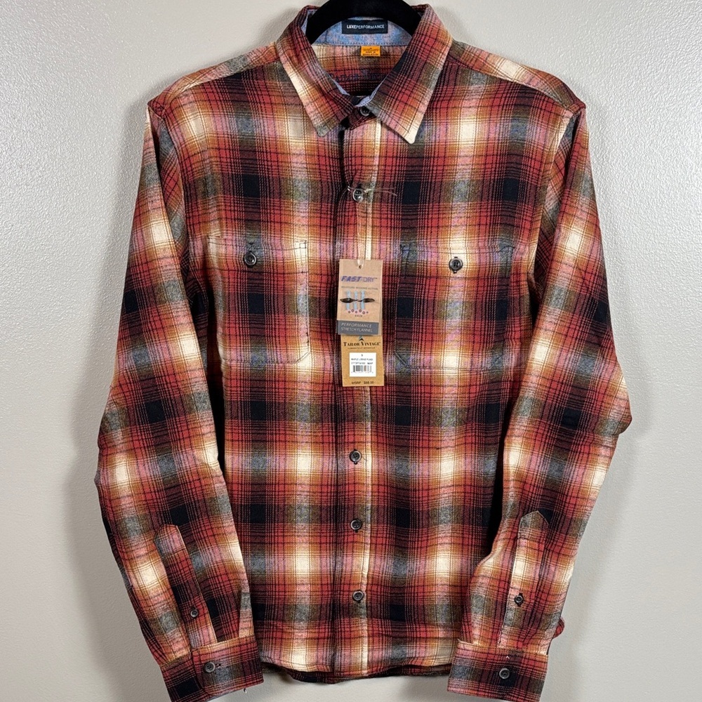 Tailor Vintage Red and Black Plaid Button Down Shirt